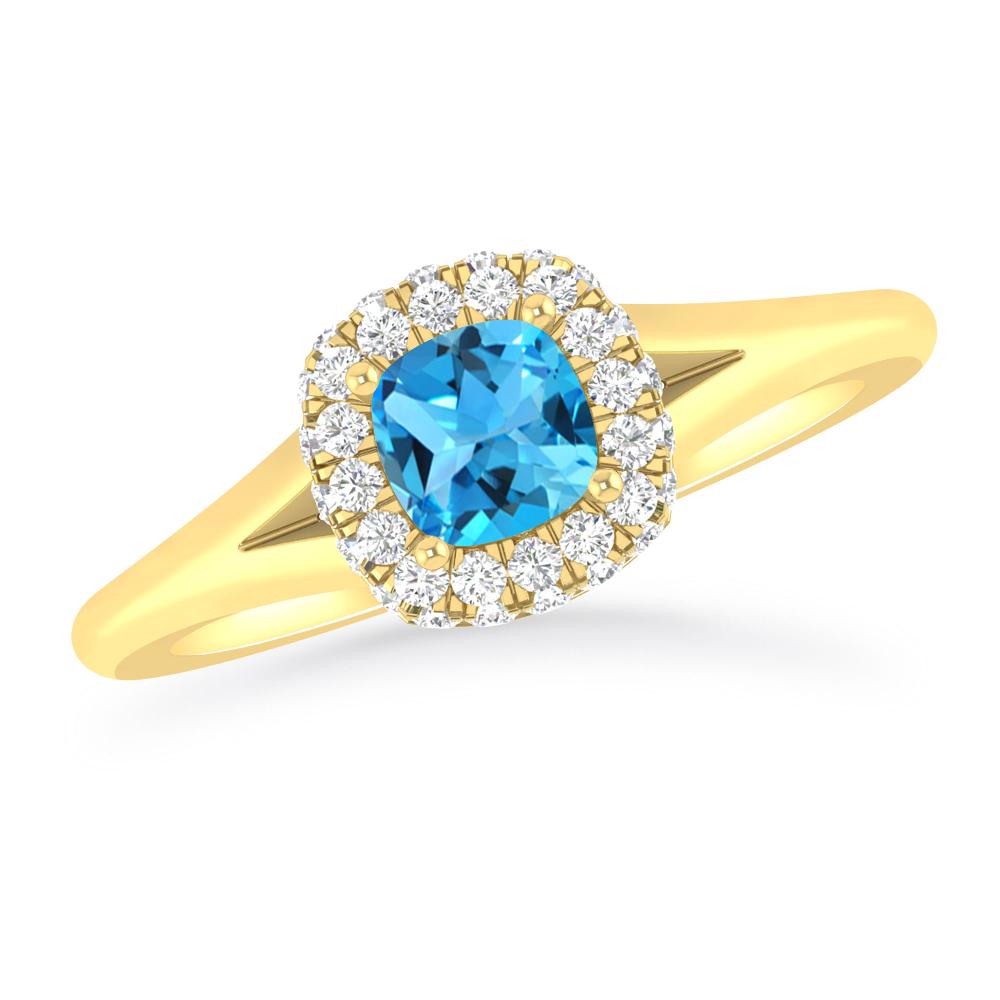 Yellow Gold - Blue Topaz