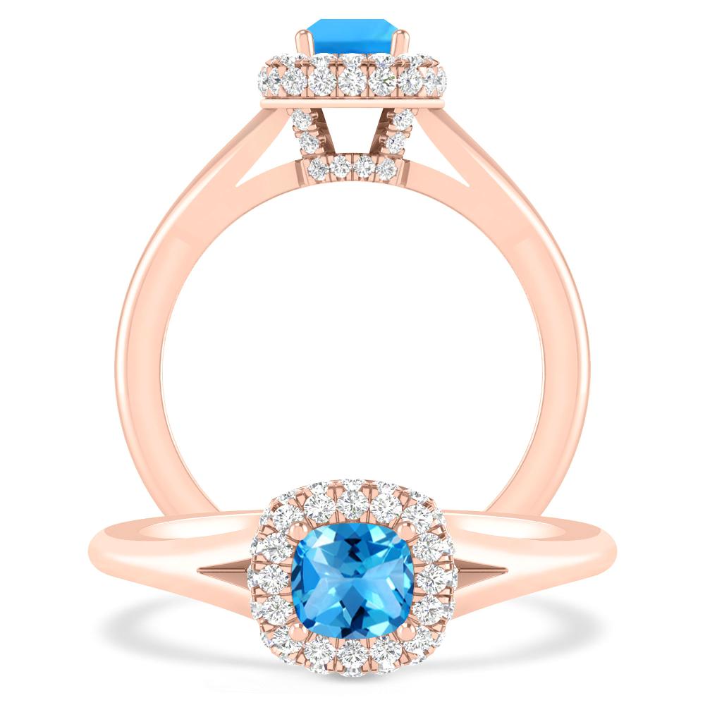 Rose Gold - Blue Topaz