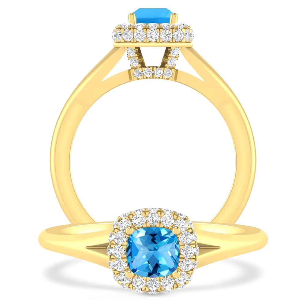 Yellow Gold - Blue Topaz