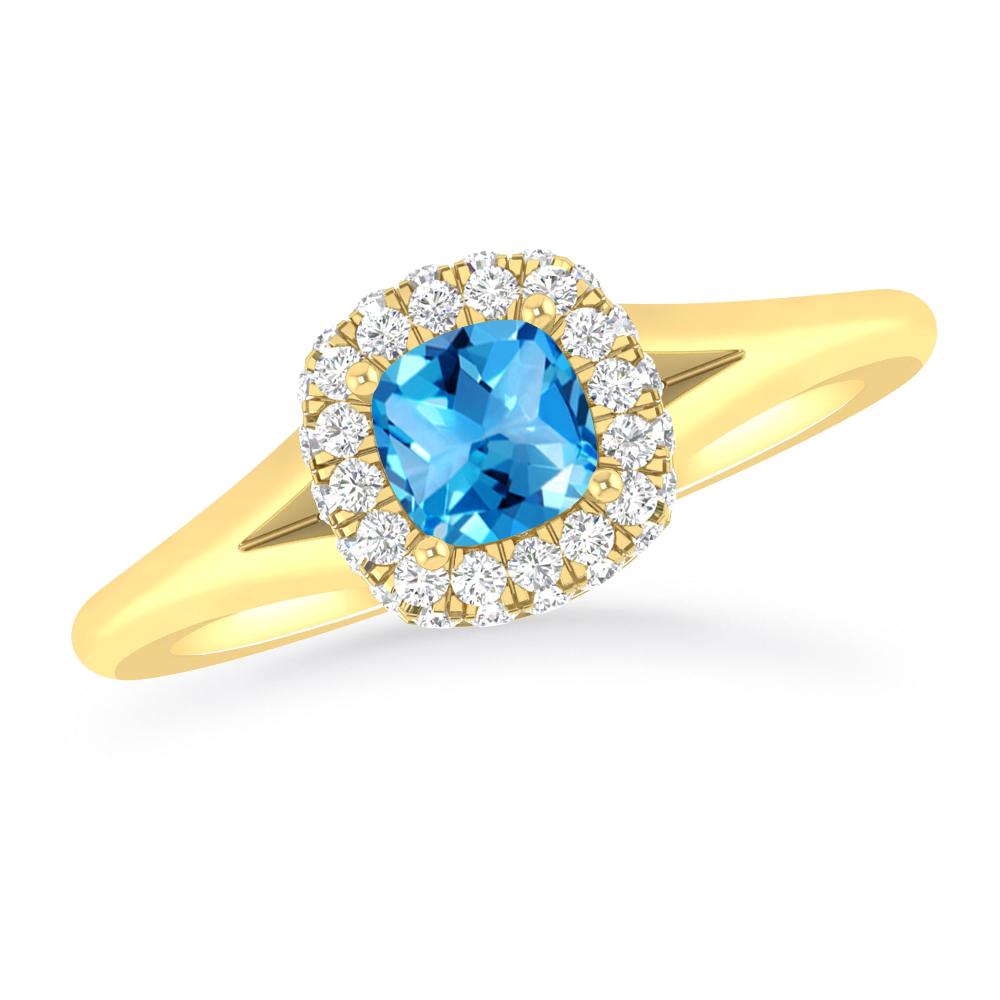 Yellow Gold - Blue Topaz