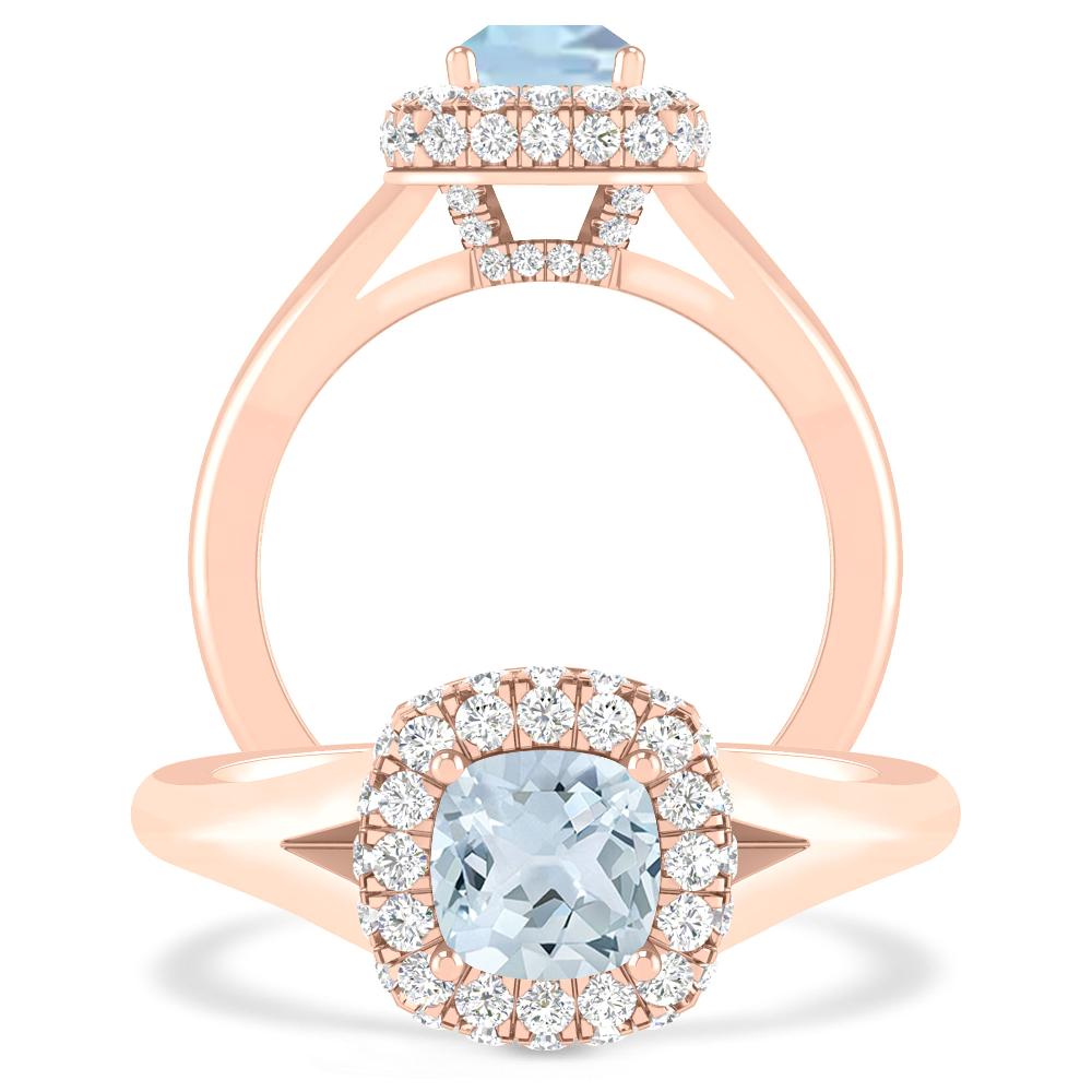 Rose Gold - Aquamarine