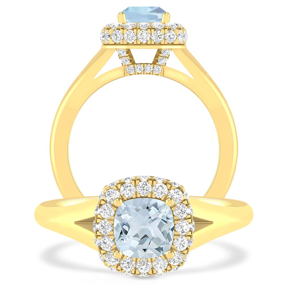 Yellow Gold - Aquamarine