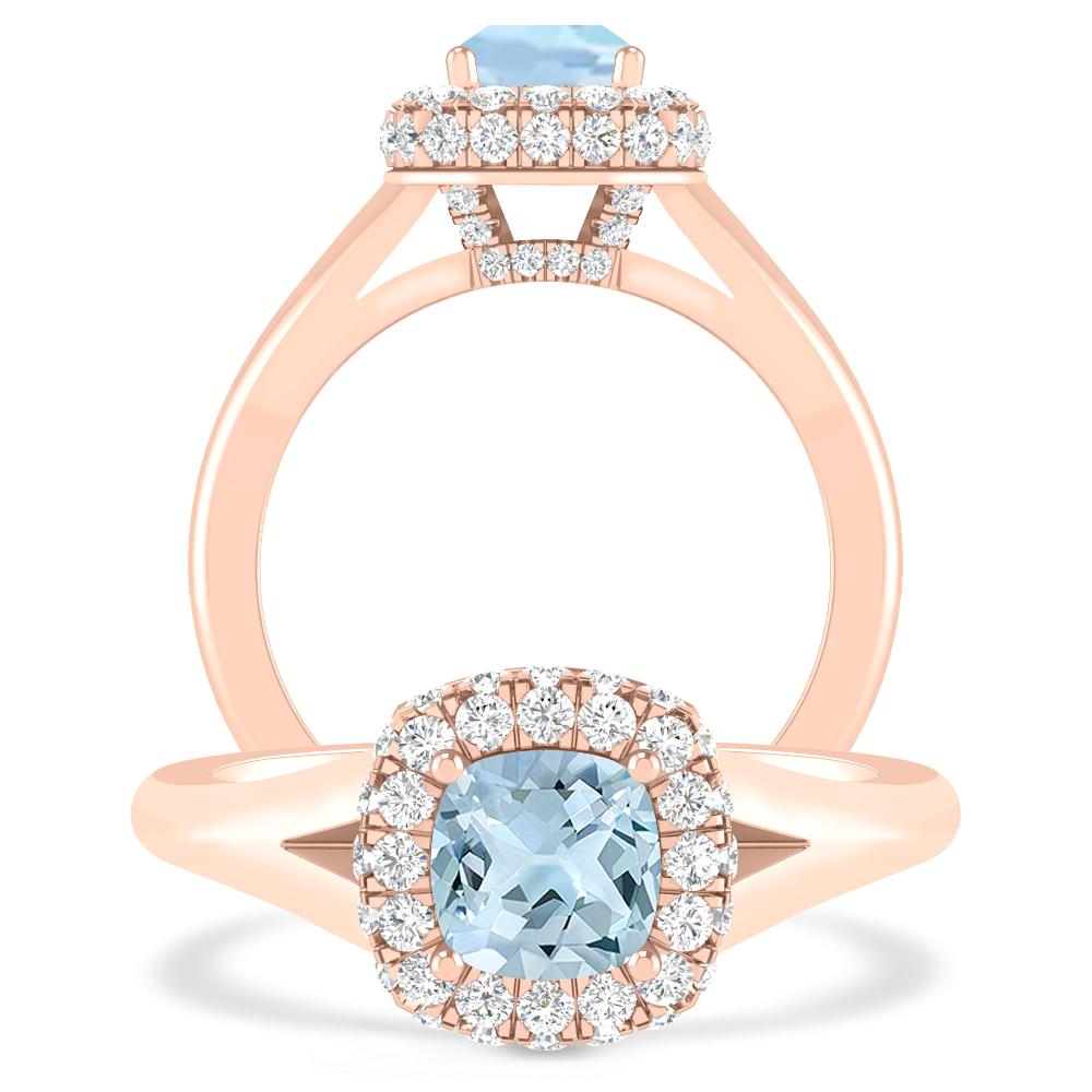 Rose Gold - Aquamarine