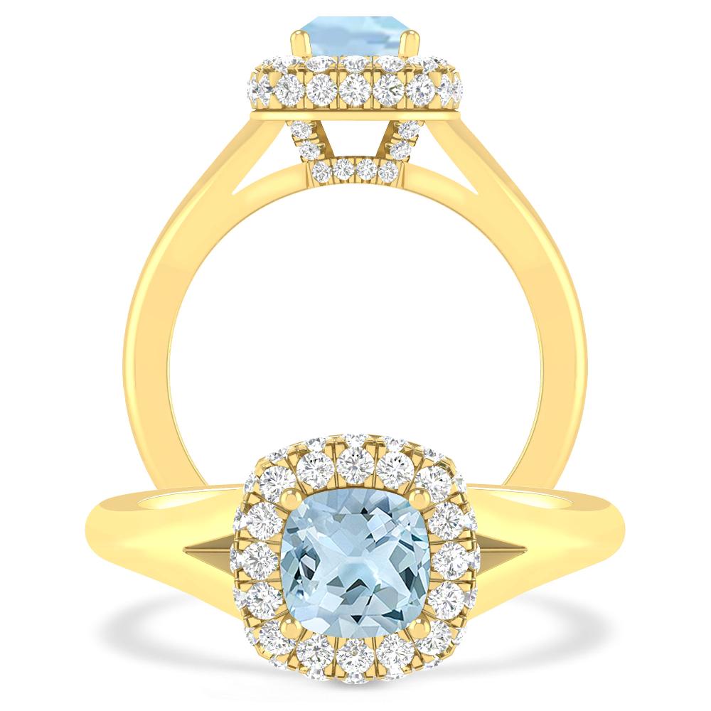 Yellow Gold - Aquamarine