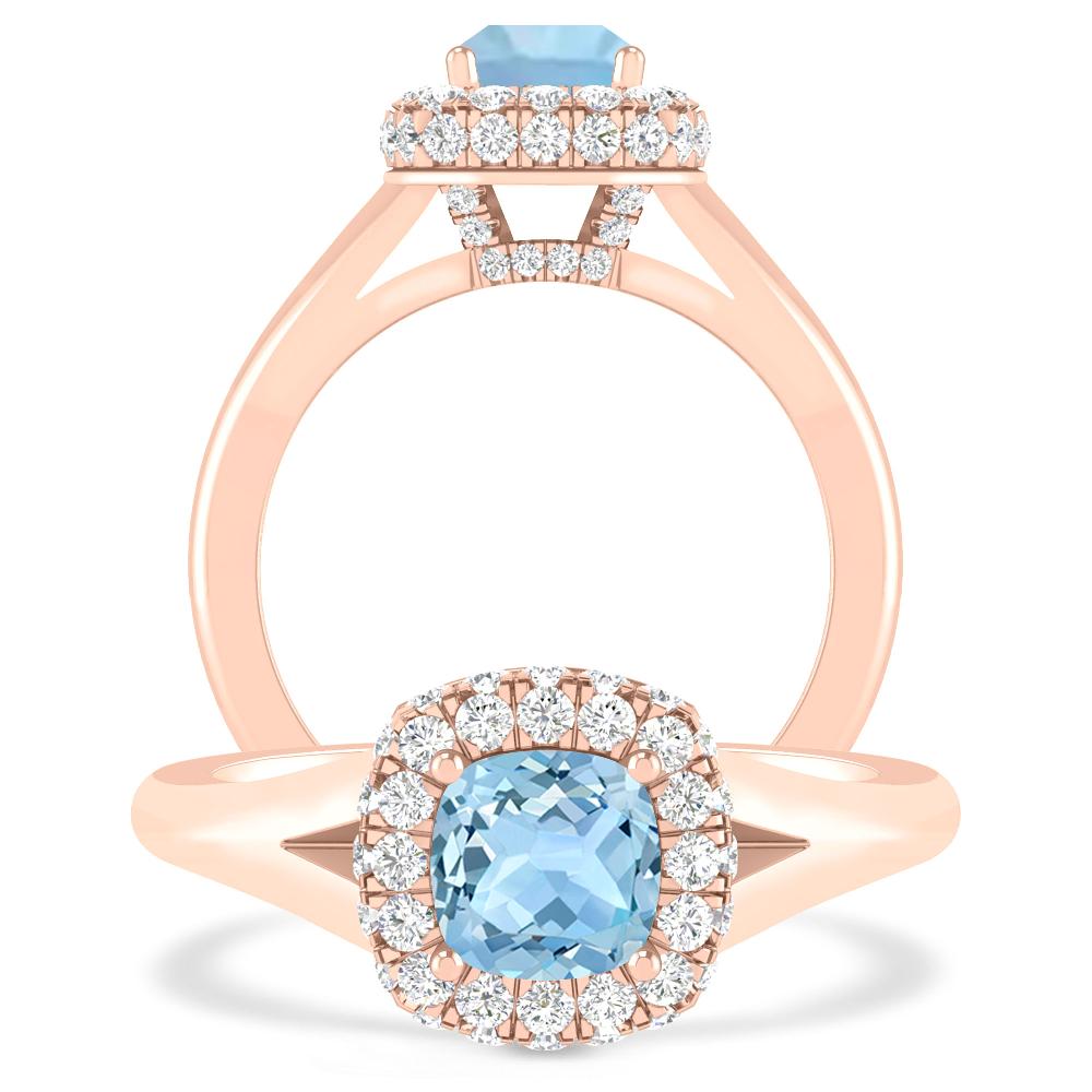 Rose Gold - Aquamarine