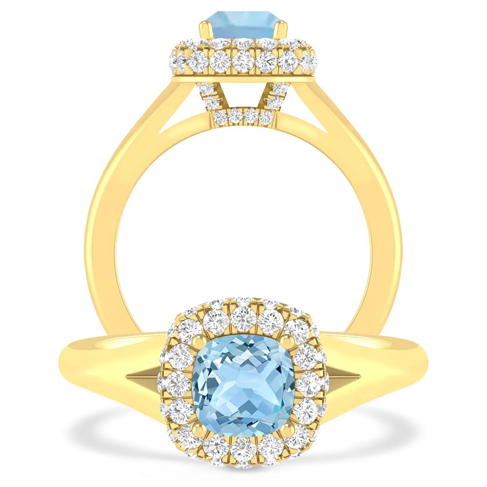 Yellow Gold - Aquamarine