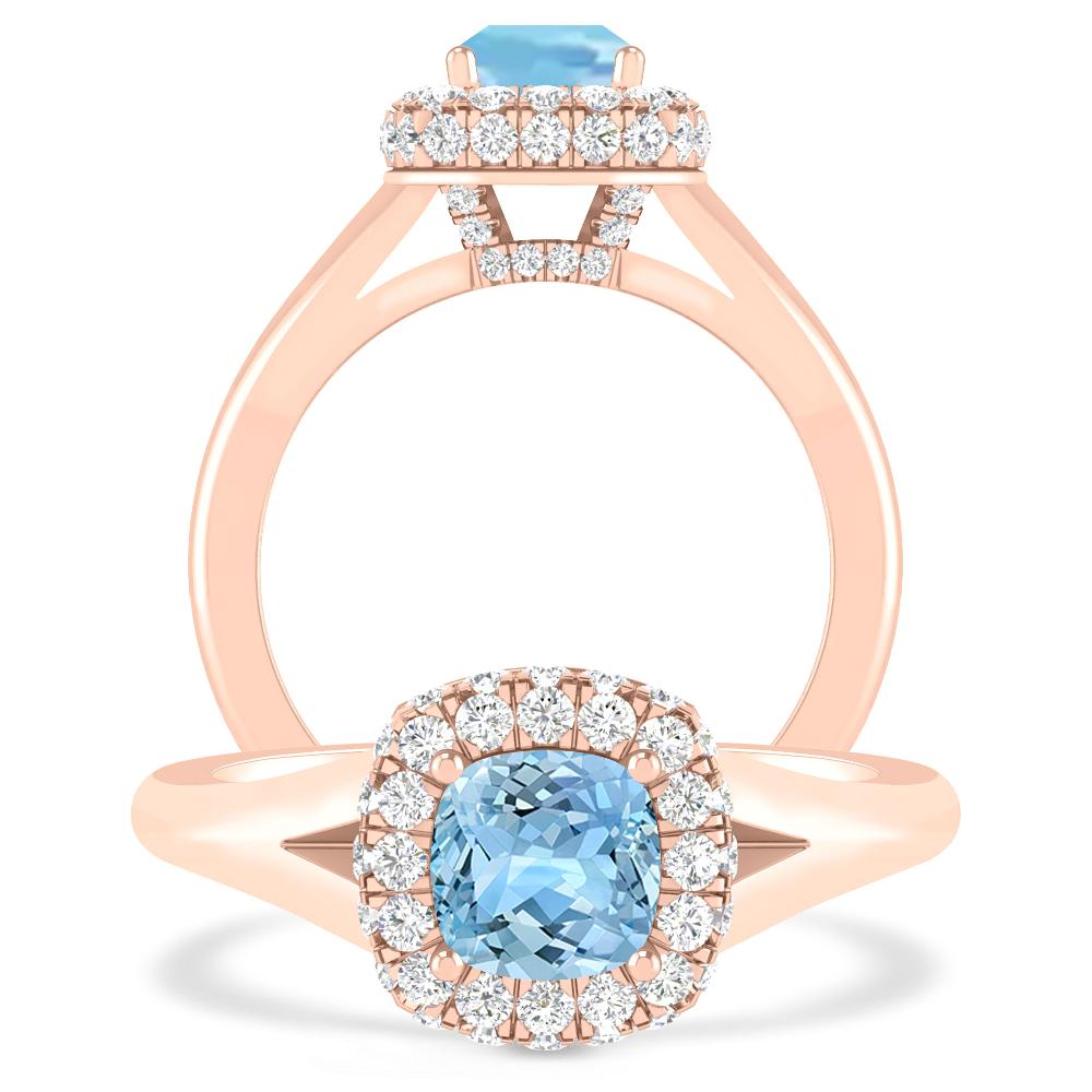 Rose Gold - Aquamarine