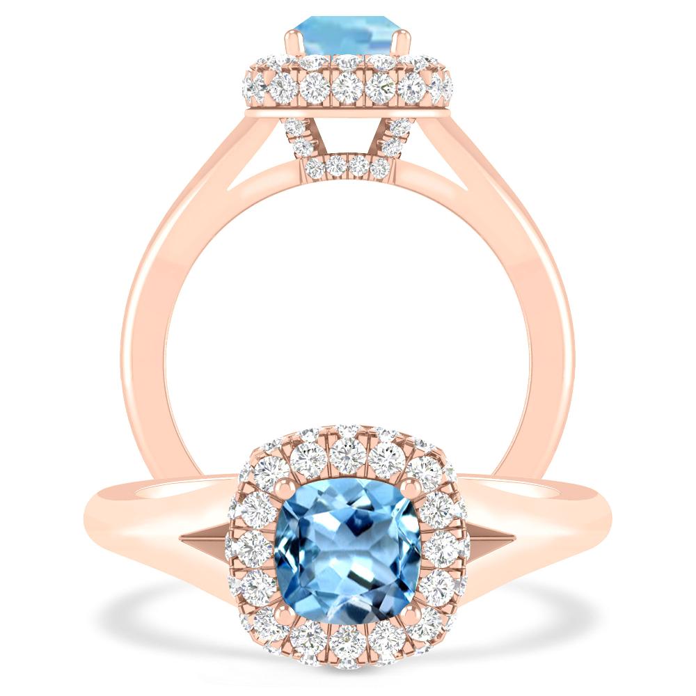 Rose Gold - Aquamarine