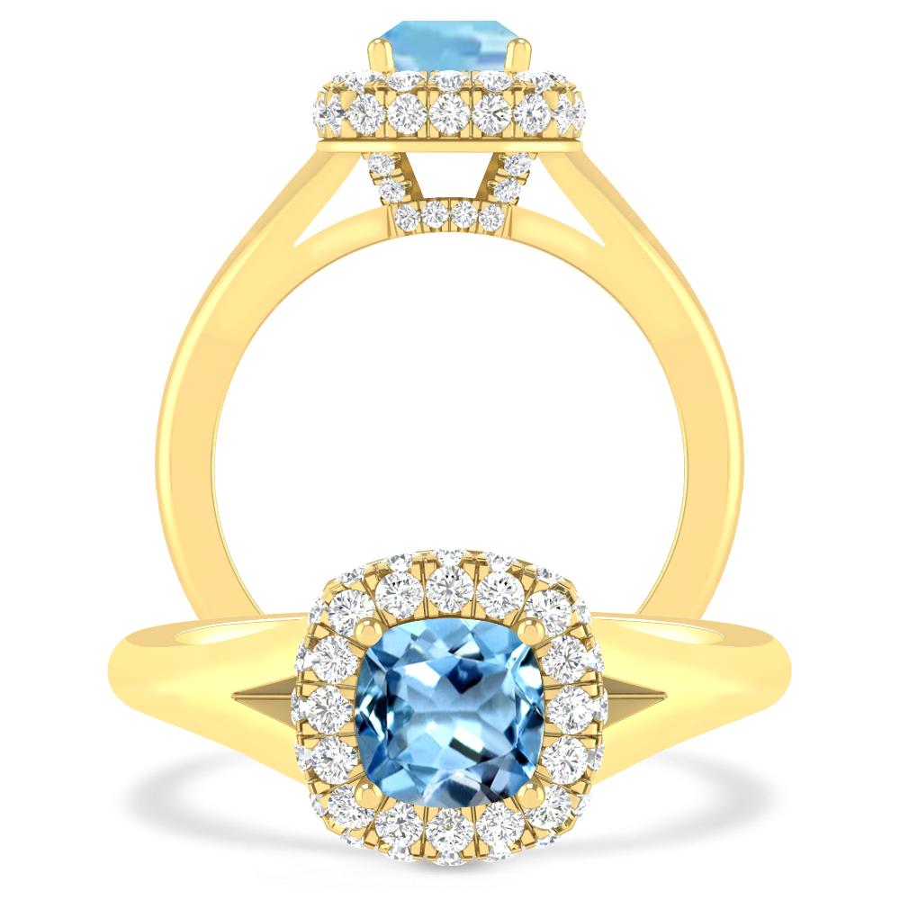 Yellow Gold - Aquamarine