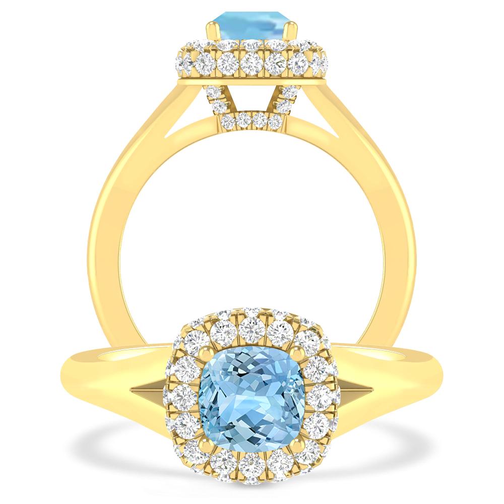 Yellow Gold - Aquamarine