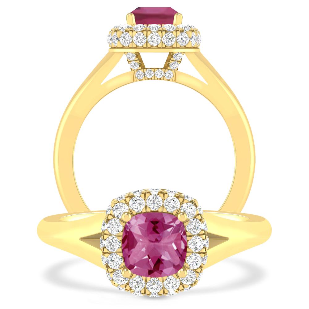 Yellow Gold - Pink Tourmaline