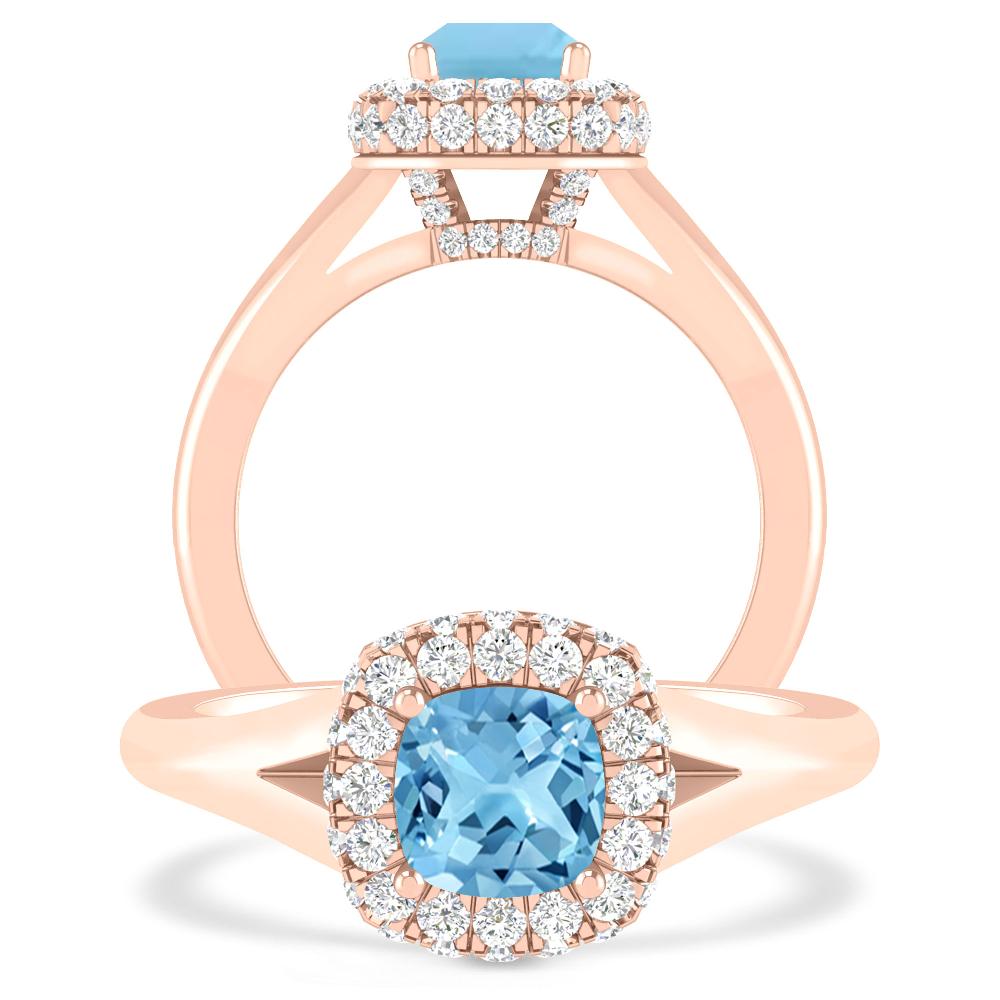 Rose Gold - Blue Topaz