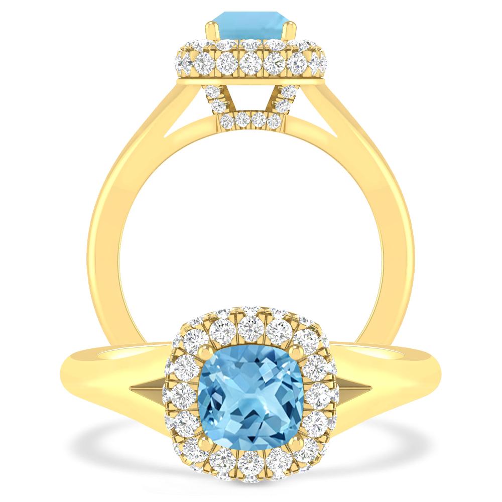 Yellow Gold - Blue Topaz