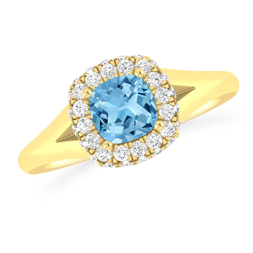 Yellow Gold - Blue Topaz