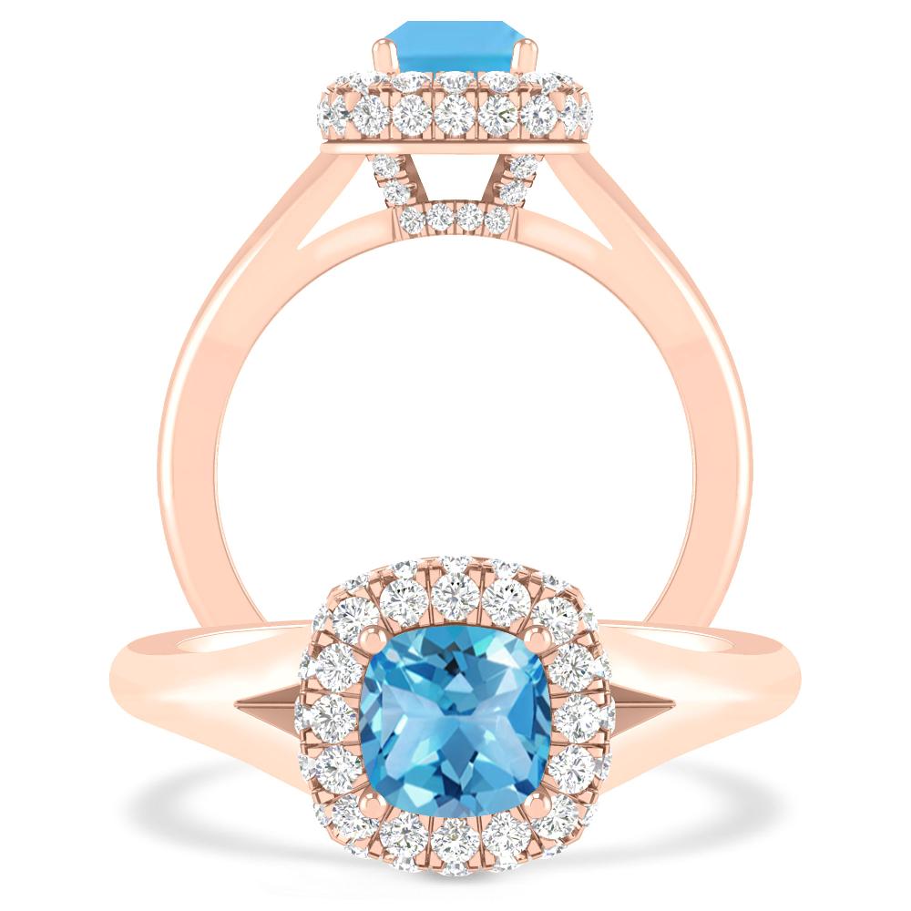 Rose Gold - Blue Topaz