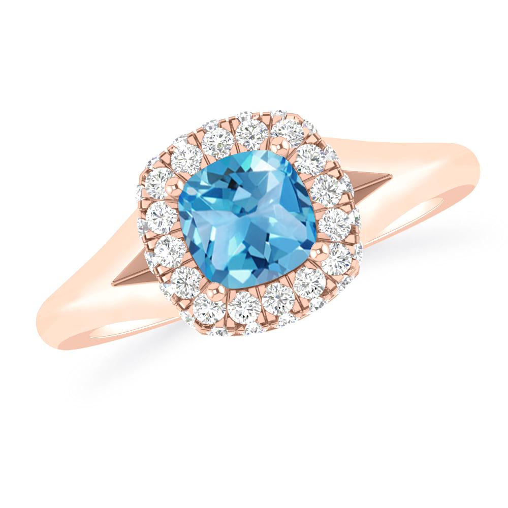 Rose Gold - Blue Topaz