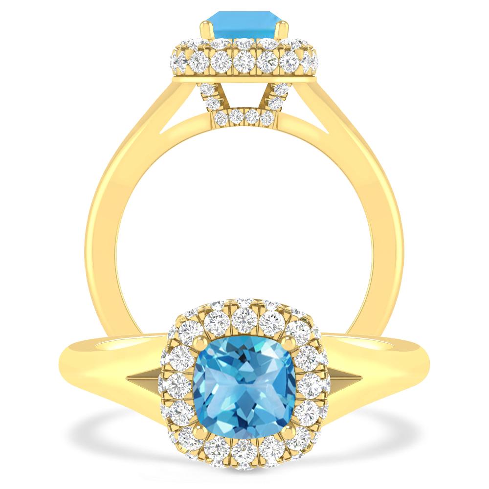 Yellow Gold - Blue Topaz