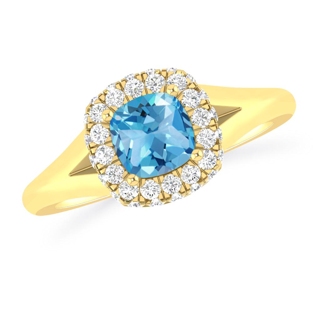 Yellow Gold - Blue Topaz