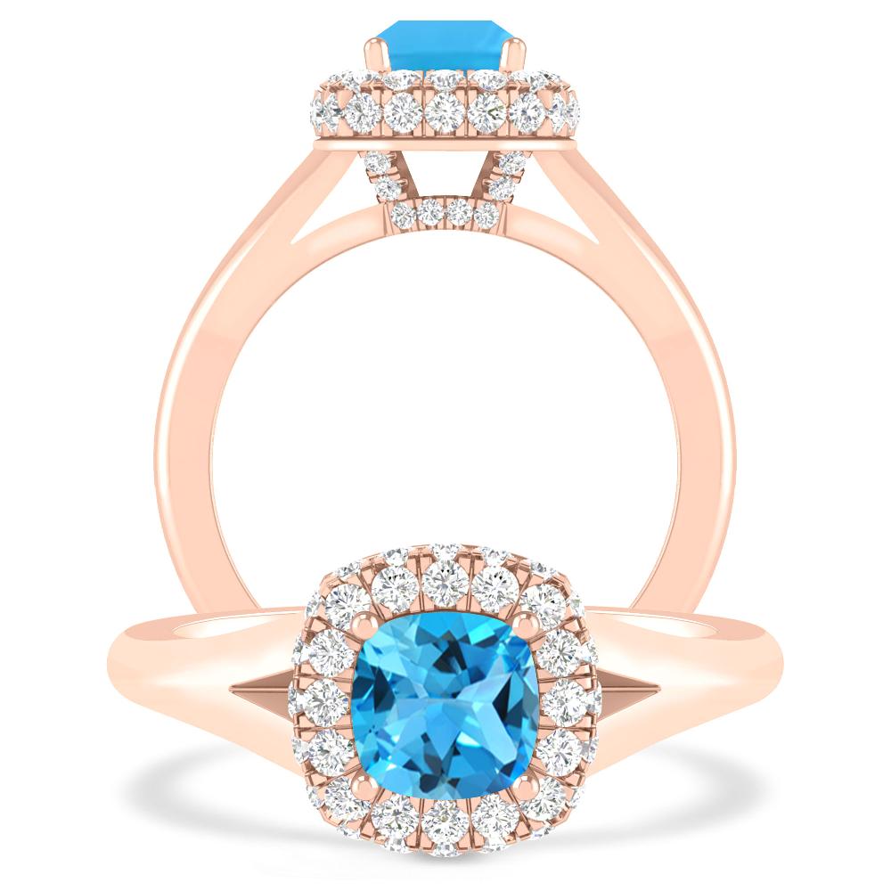 Rose Gold - Blue Topaz