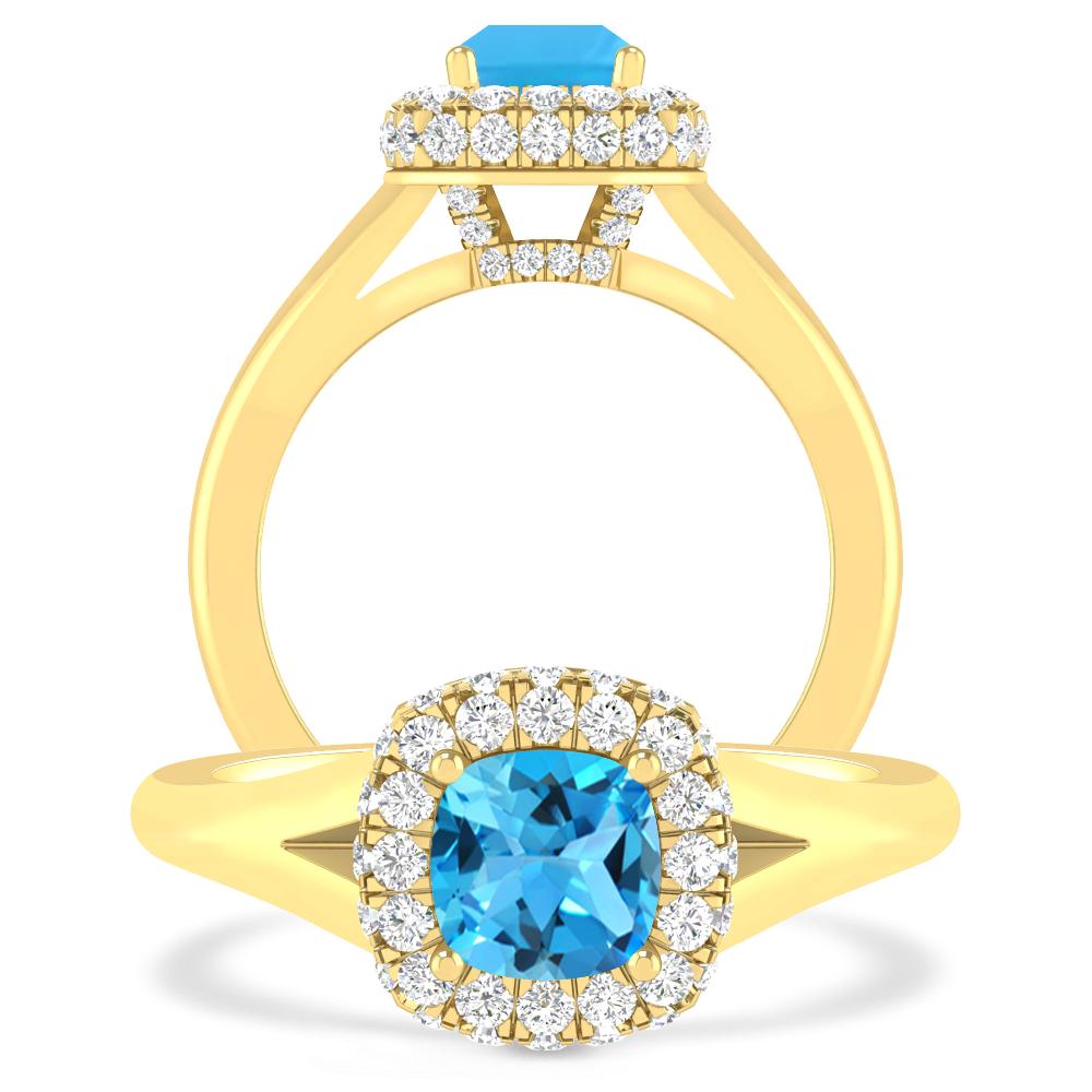 Yellow Gold - Blue Topaz