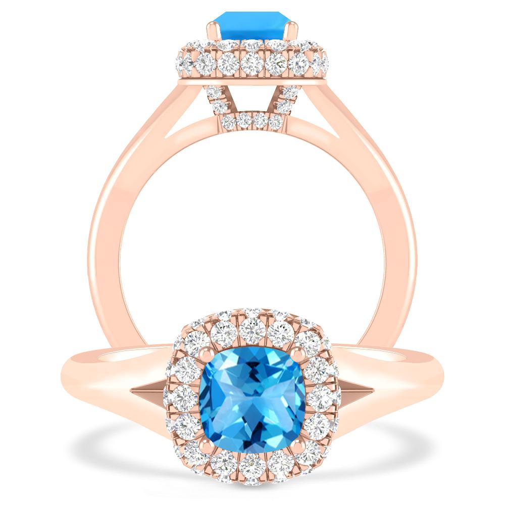 Rose Gold - Blue Topaz