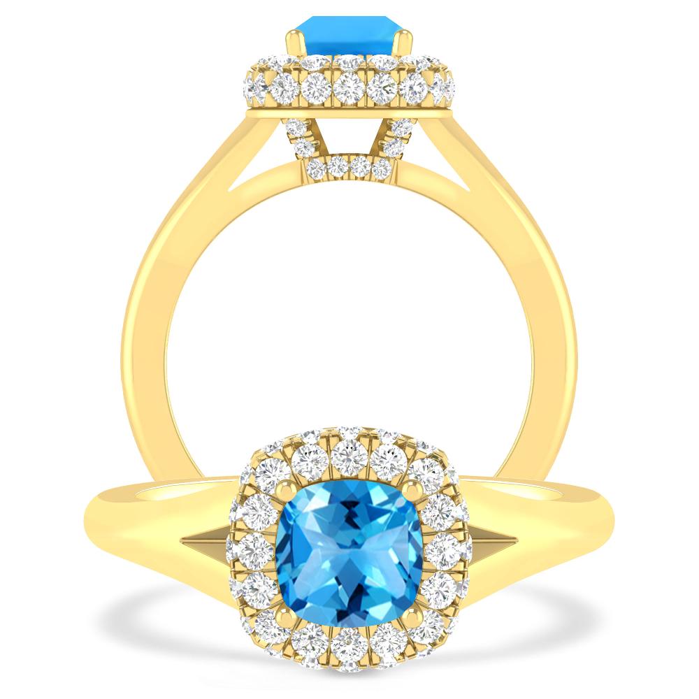 Yellow Gold - Blue Topaz