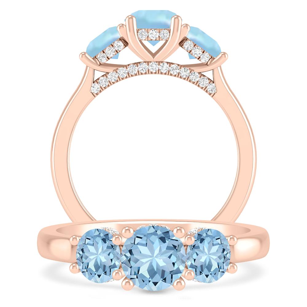 Rose Gold - Aquamarine