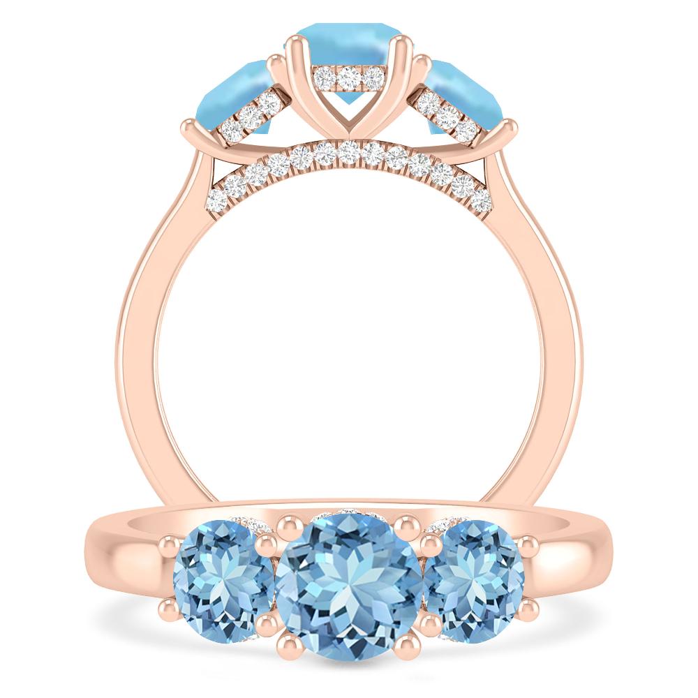 Rose Gold - Aquamarine