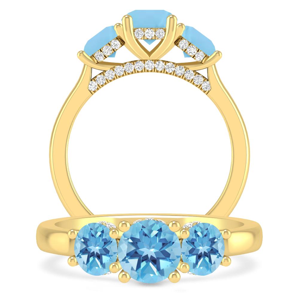 Yellow Gold - Blue Topaz