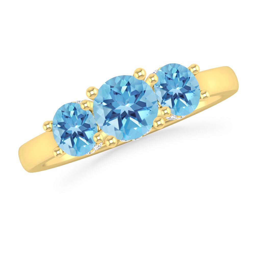 Yellow Gold - Blue Topaz