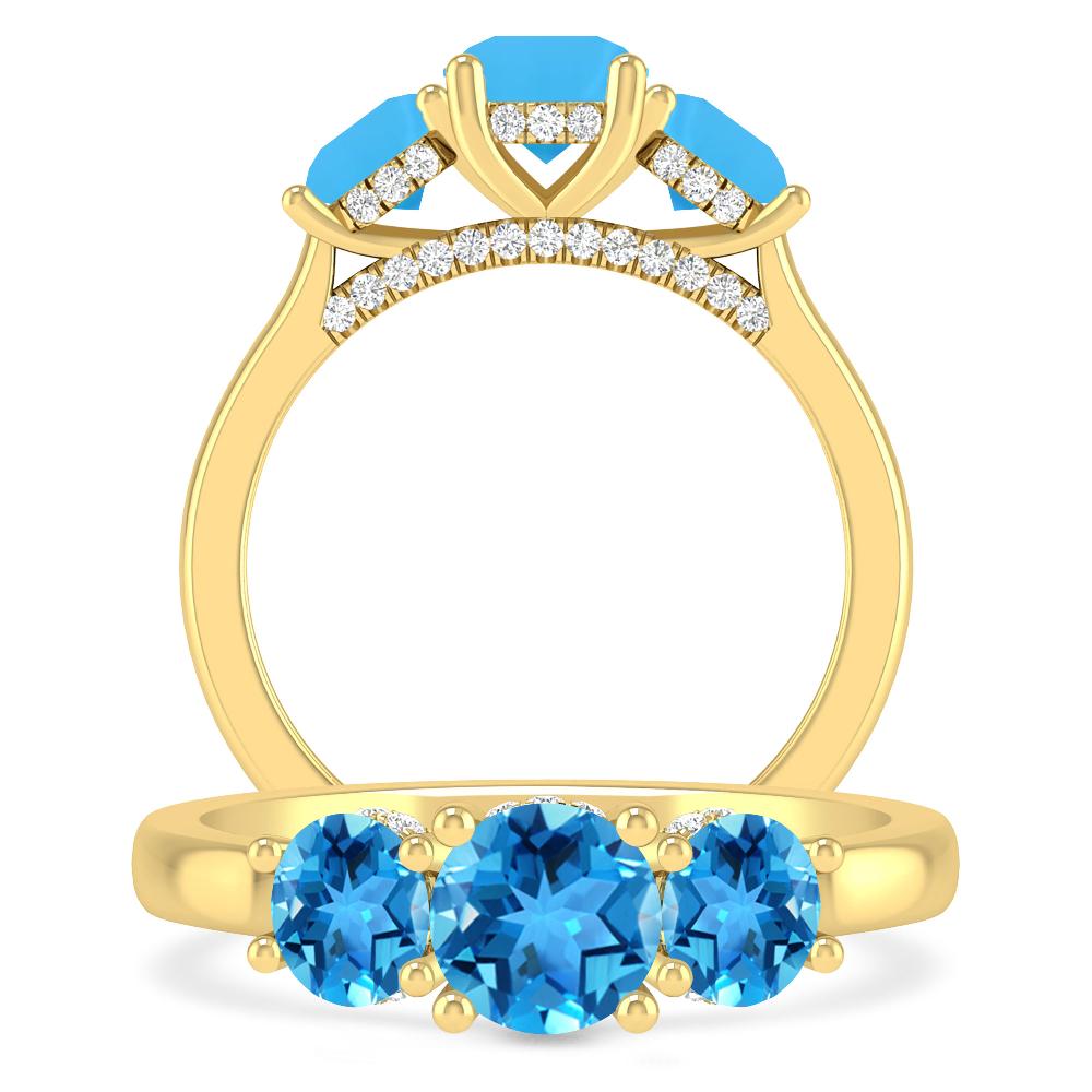 Yellow Gold - Blue Topaz