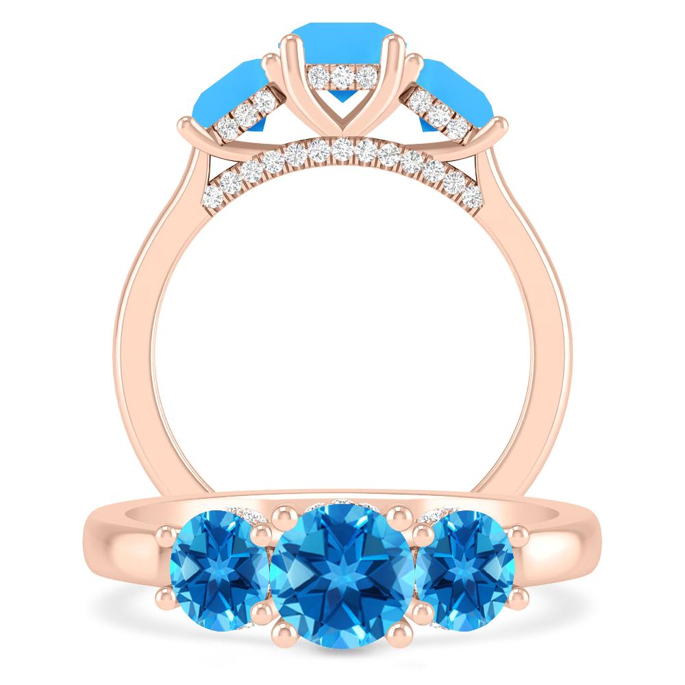 Rose Gold - Blue Topaz