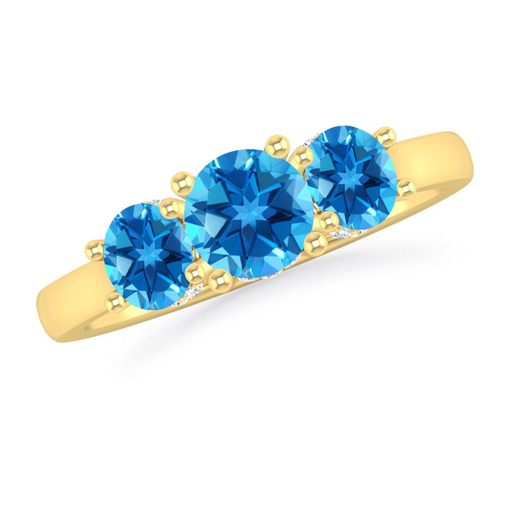 Yellow Gold - Blue Topaz