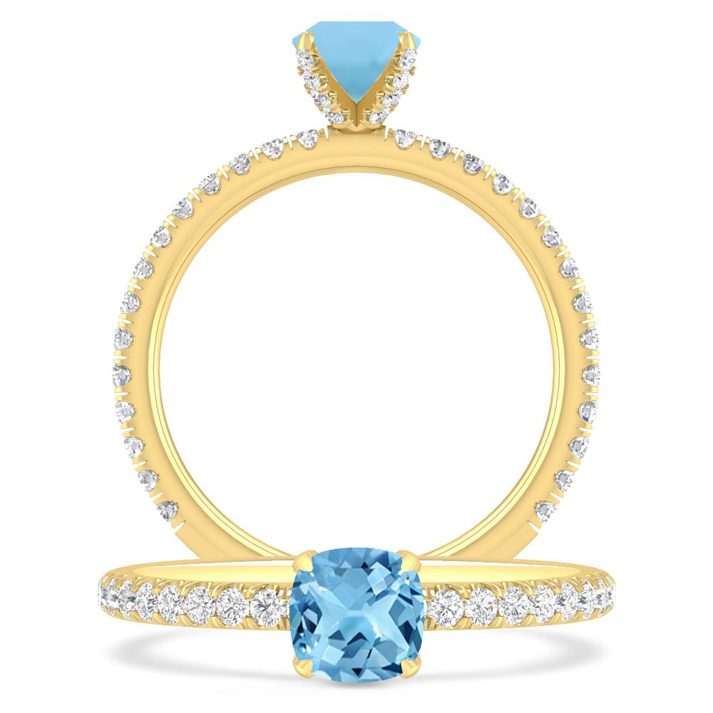 Yellow Gold - Blue Topaz