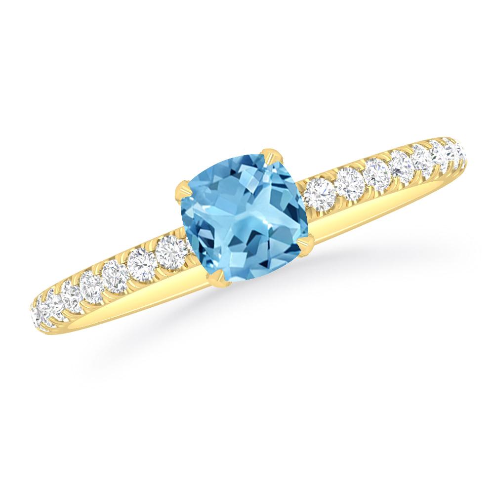 Yellow Gold - Blue Topaz