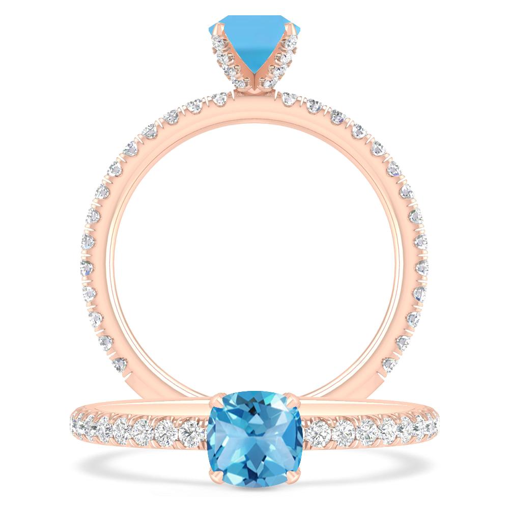 Rose Gold - Blue Topaz