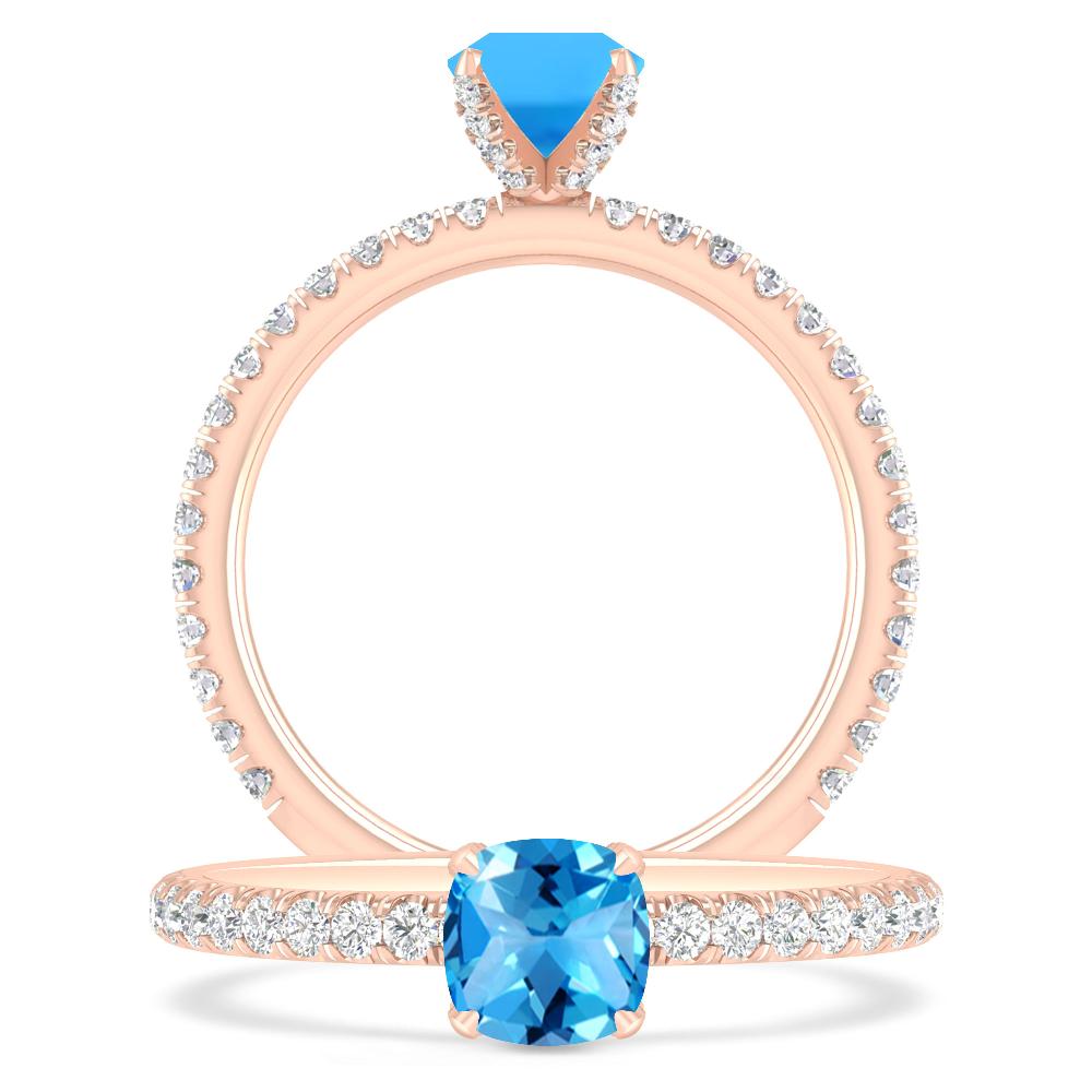 Rose Gold - Blue Topaz