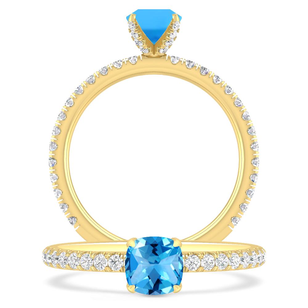 Yellow Gold - Blue Topaz