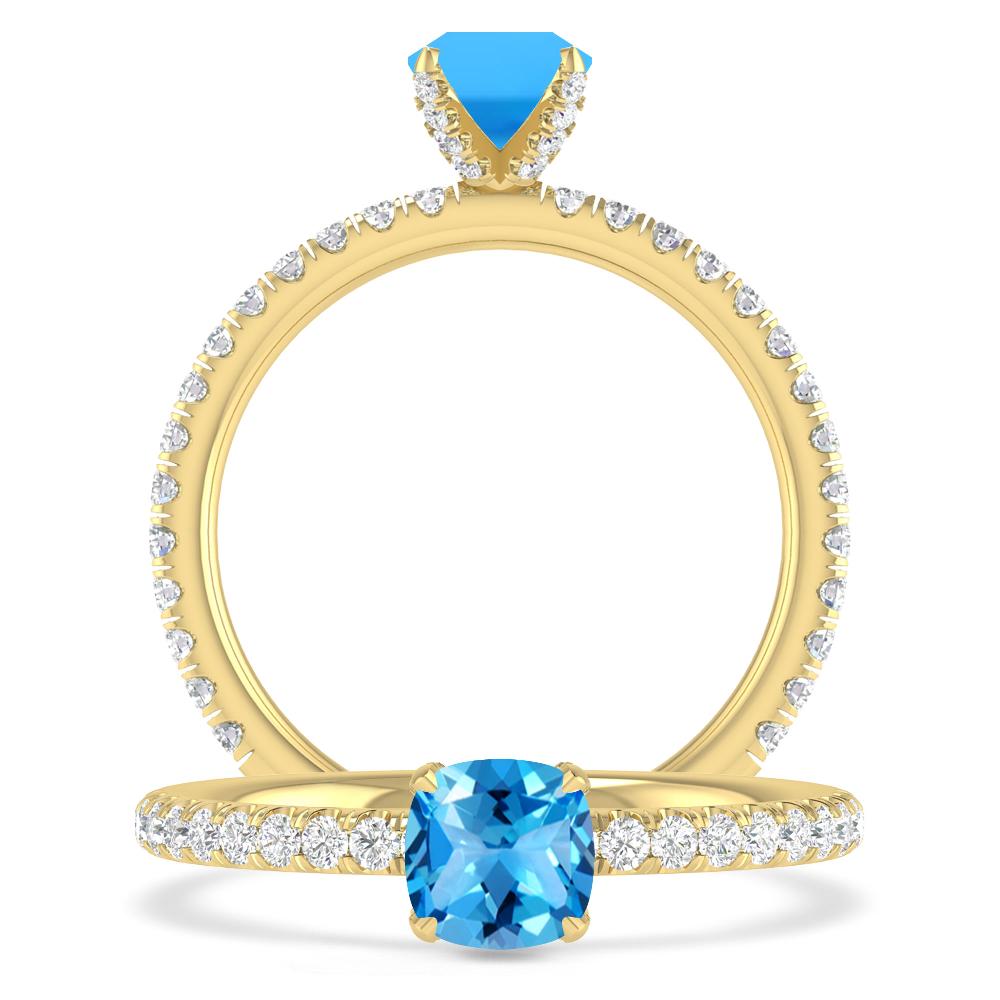 Yellow Gold - Blue Topaz