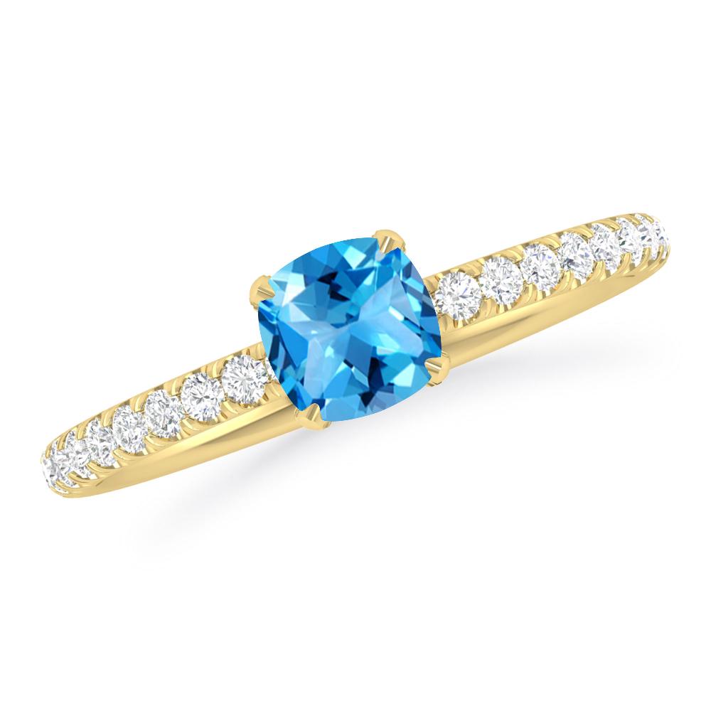 Yellow Gold - Blue Topaz