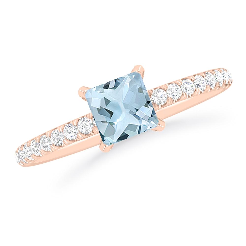 Rose Gold - Aquamarine