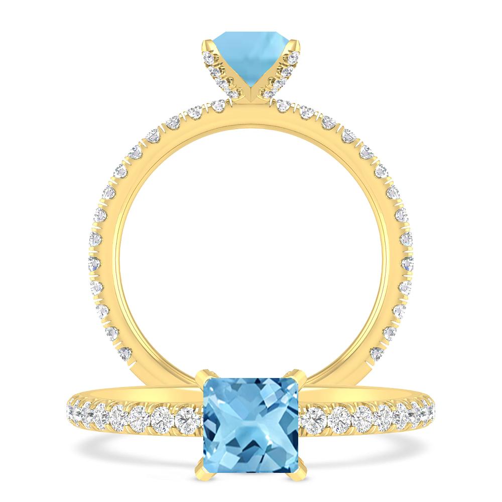 Yellow Gold - Blue Topaz