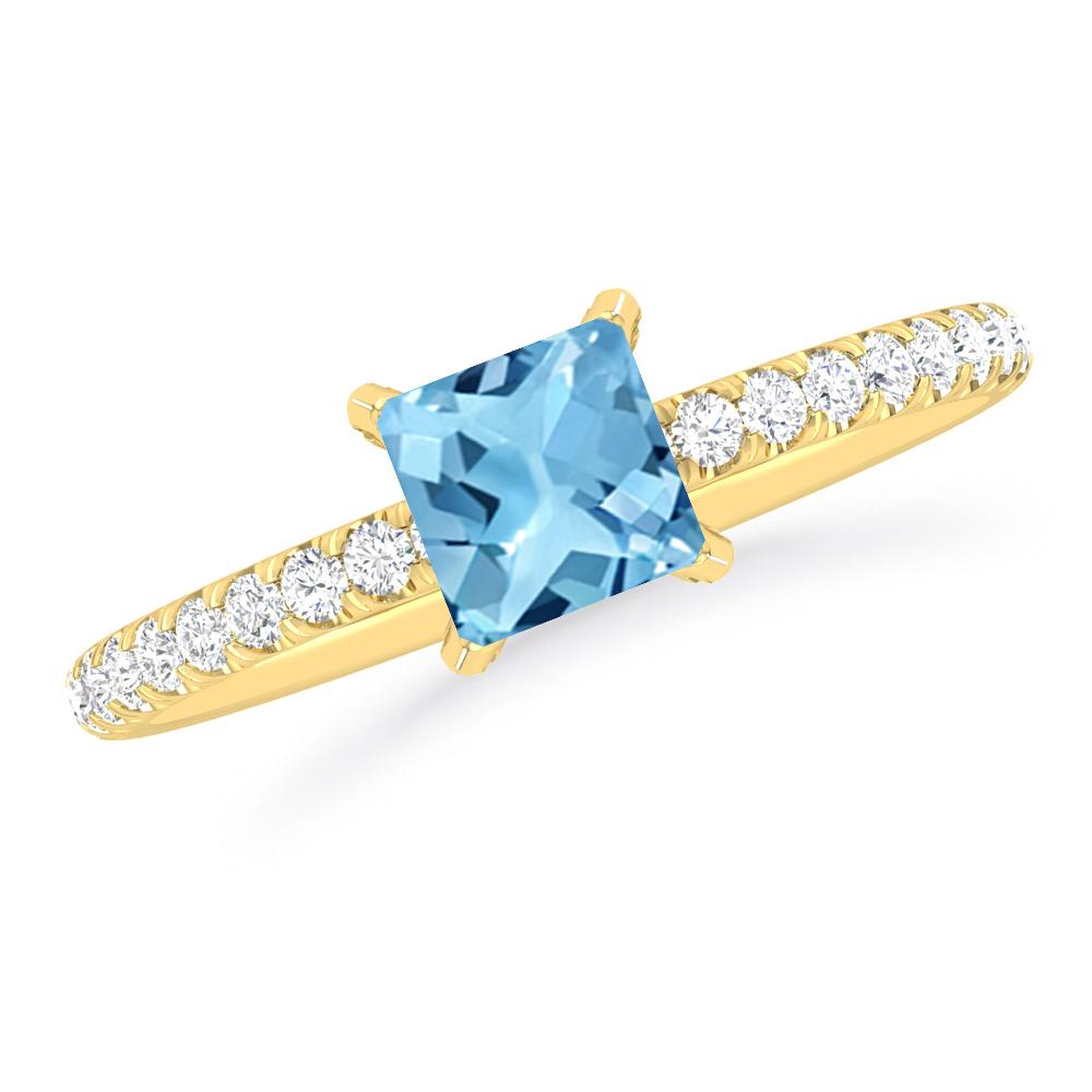 Yellow Gold - Blue Topaz