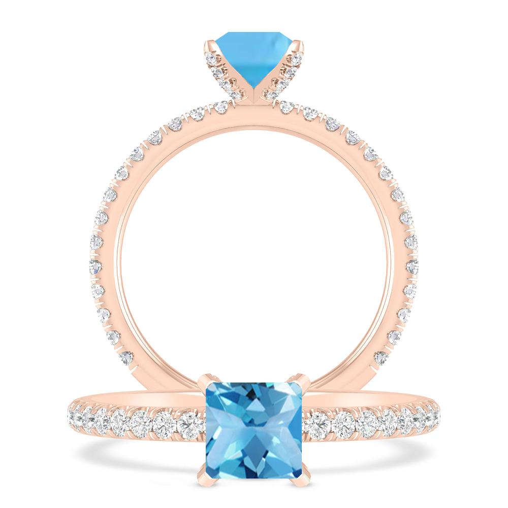 Rose Gold - Blue Topaz