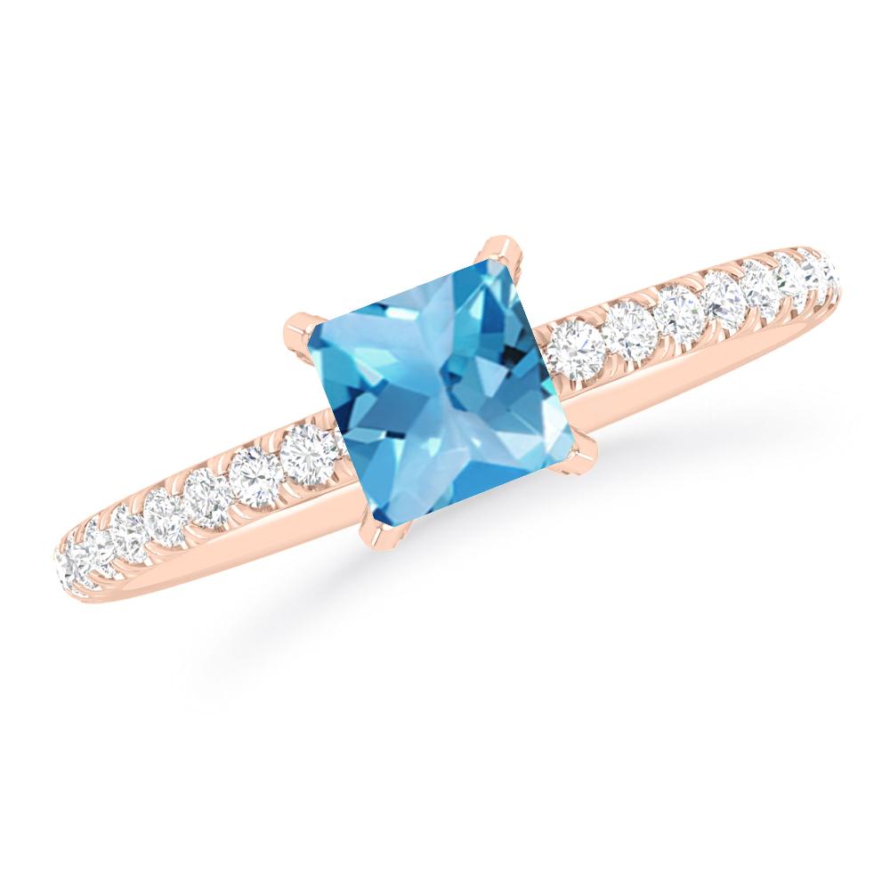 Rose Gold - Blue Topaz