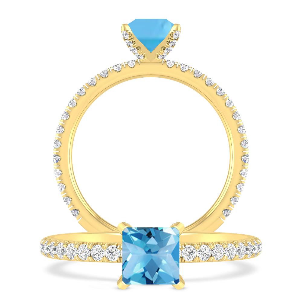 Yellow Gold - Blue Topaz