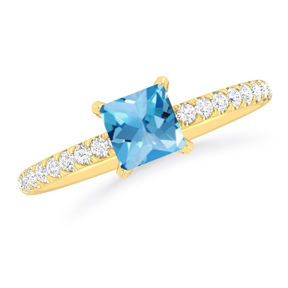 Yellow Gold - Blue Topaz