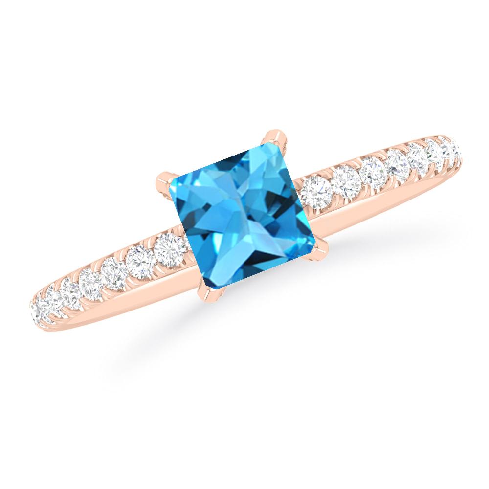 Rose Gold - Blue Topaz