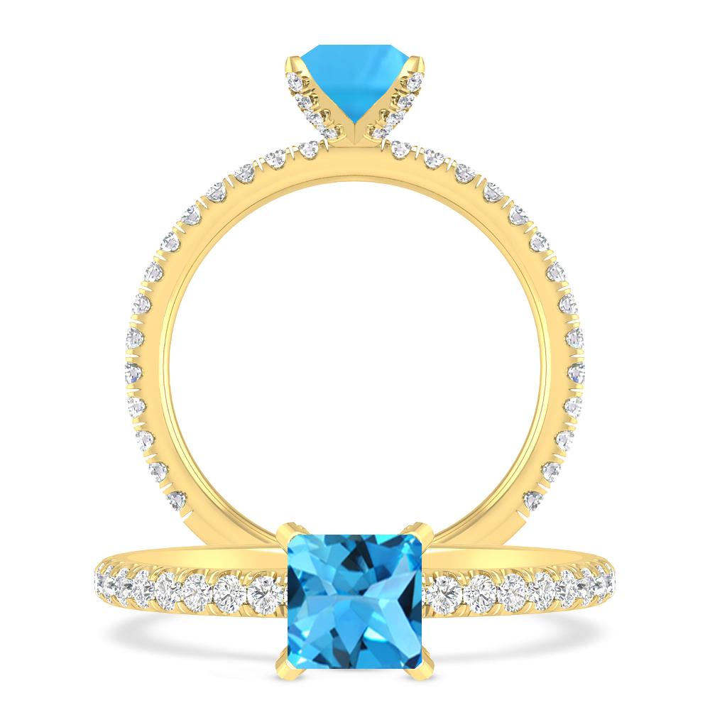 Yellow Gold - Blue Topaz