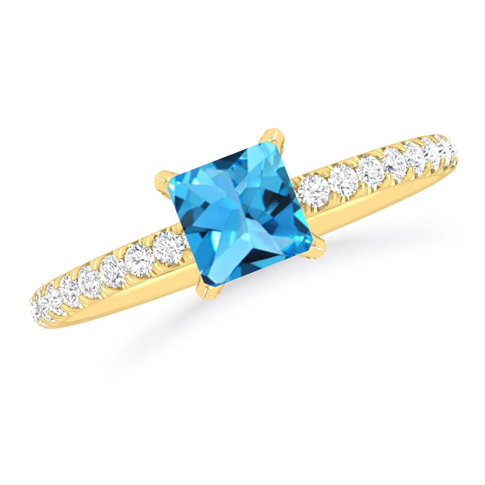 Yellow Gold - Blue Topaz